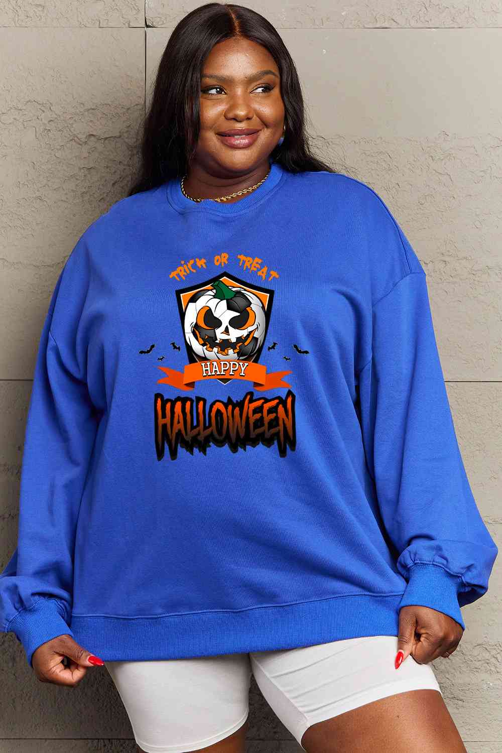 Full Size TRICK OR TREAT HAPPY HALLOWEEN Graphic Sweatshirt