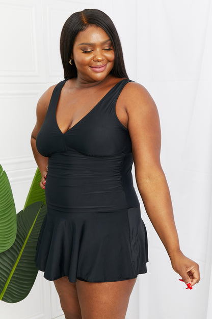Full Size Clear Waters Swim Dress in Black