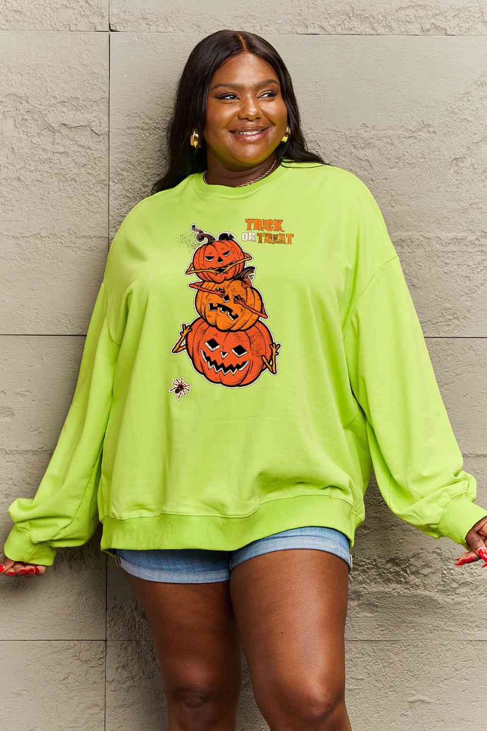 Full Size TRICK OR TREAT Graphic Sweatshirt