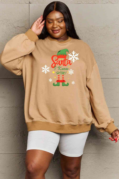 Full Size Graphic Round Neck Sweatshirt