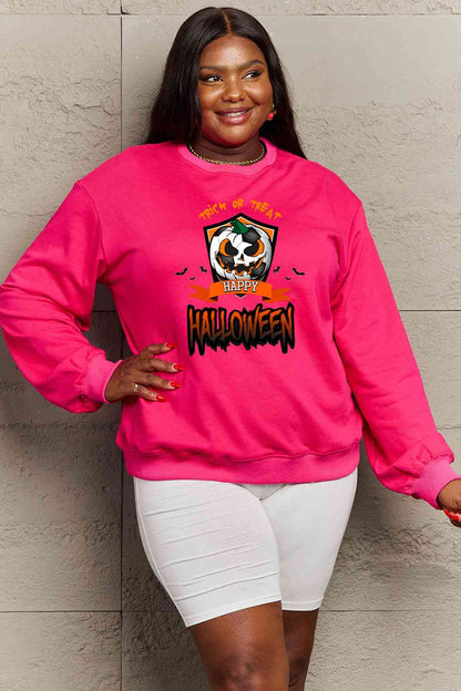 Full Size TRICK OR TREAT HAPPY HALLOWEEN Graphic Sweatshirt