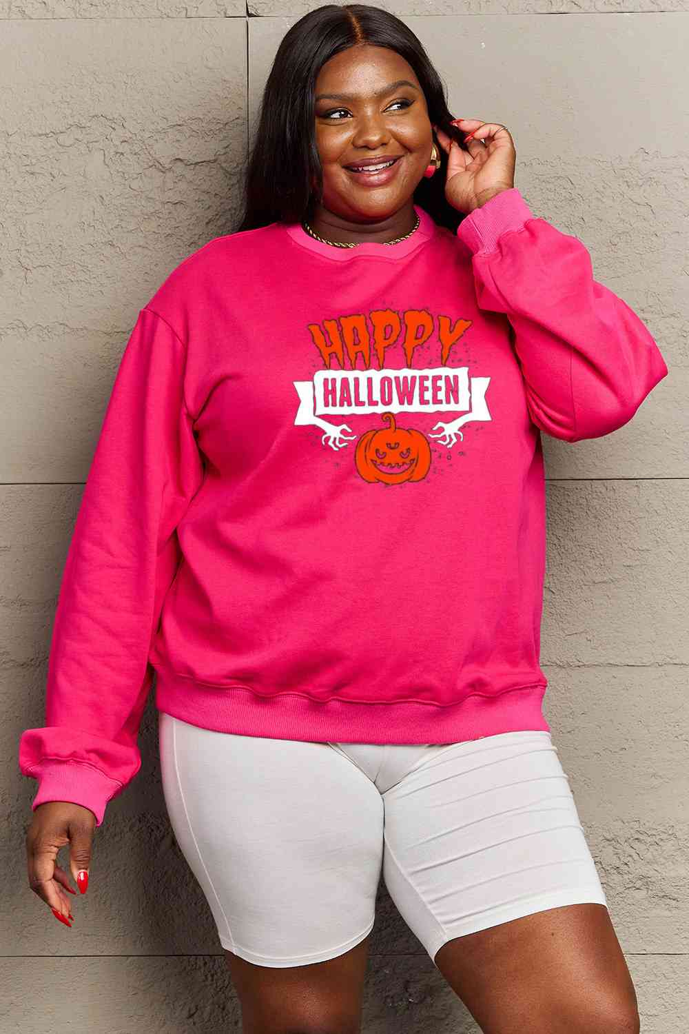 Full Size HAPPY HALLOWEEN Graphic Sweatshirt