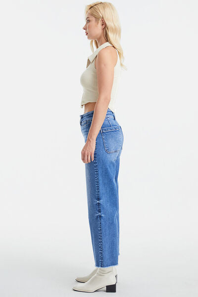 Full Size Raw Hem High Waist Wide Leg Jeans