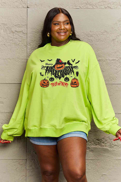 Full Size HAPPY HALLOWEEN TRICK OR TREAT Graphic Sweatshirt