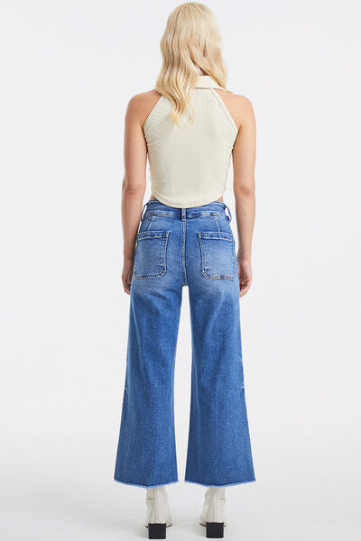 Full Size Raw Hem High Waist Wide Leg Jeans