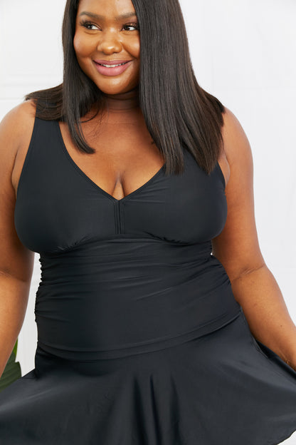 Full Size Clear Waters Swim Dress in Black