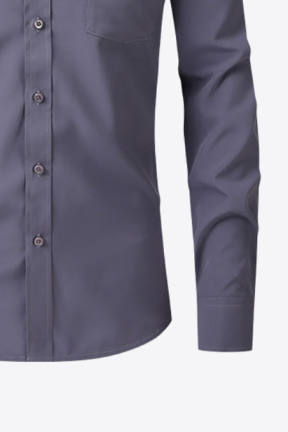 Button-Up Long Sleeve Pocket Collared Shirt