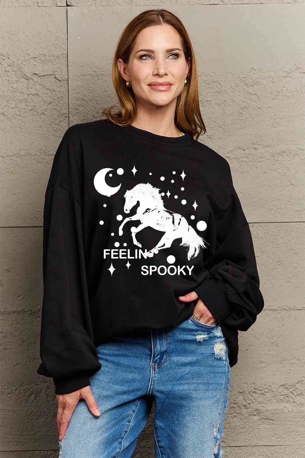 Full Size Graphic Drop Shoulder Sweatshirt