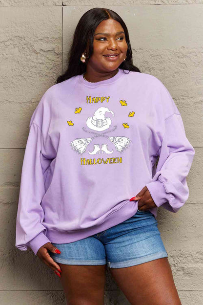 Full Size HAPPY HALLOWEEN Graphic Sweatshirt