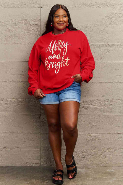 Full Size MERRY AND BRIGHT Graphic Sweatshirt