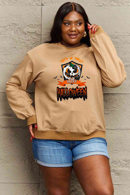 Full Size TRICK OR TREAT HAPPY HALLOWEEN Graphic Sweatshirt