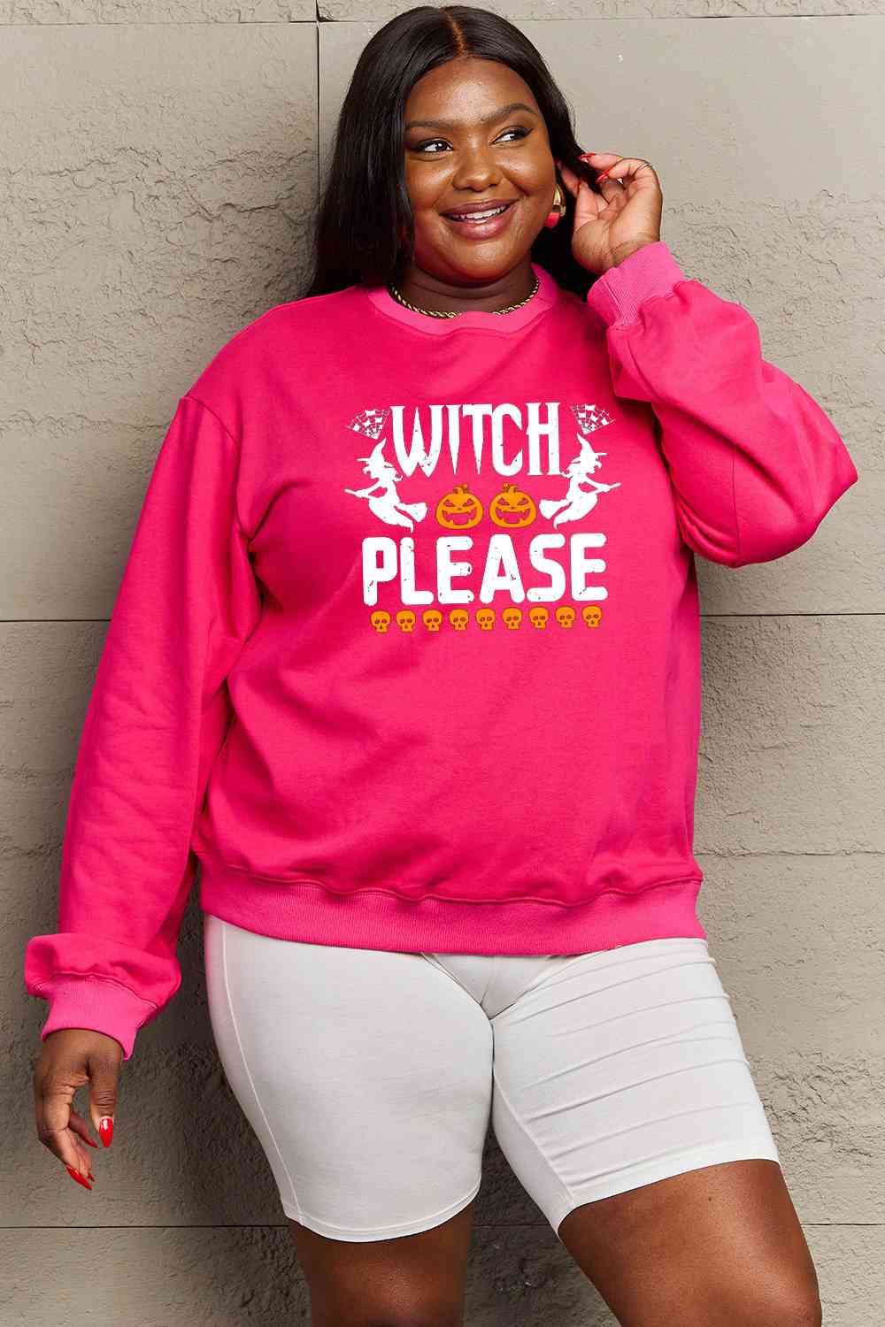 Full Size WITCH PLEASE Graphic Sweatshirt