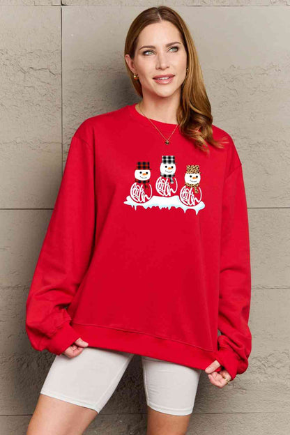 Full Size Snowmen Graphic Sweatshirt
