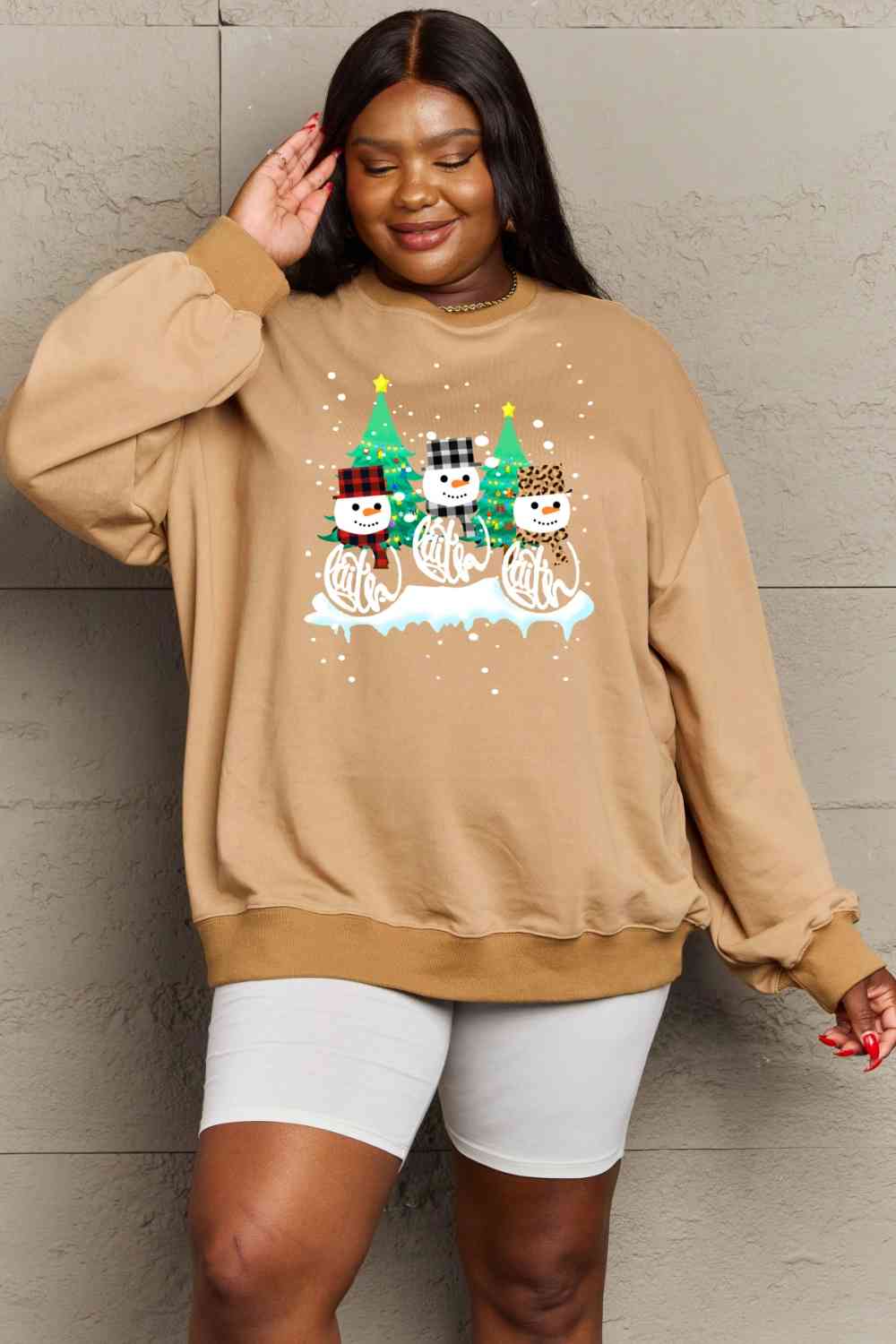 Full Size Graphic Round Neck Sweatshirt