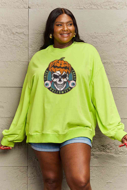 Full Size Skull Graphic Sweatshirt