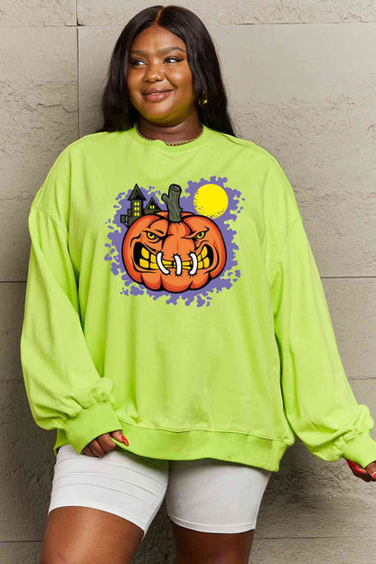 Full Size Graphic Round Neck Sweatshirt