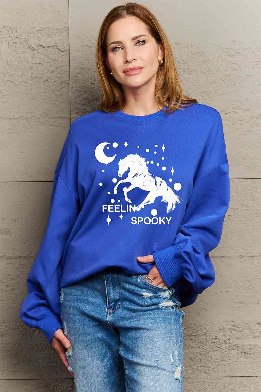 Full Size Graphic Drop Shoulder Sweatshirt