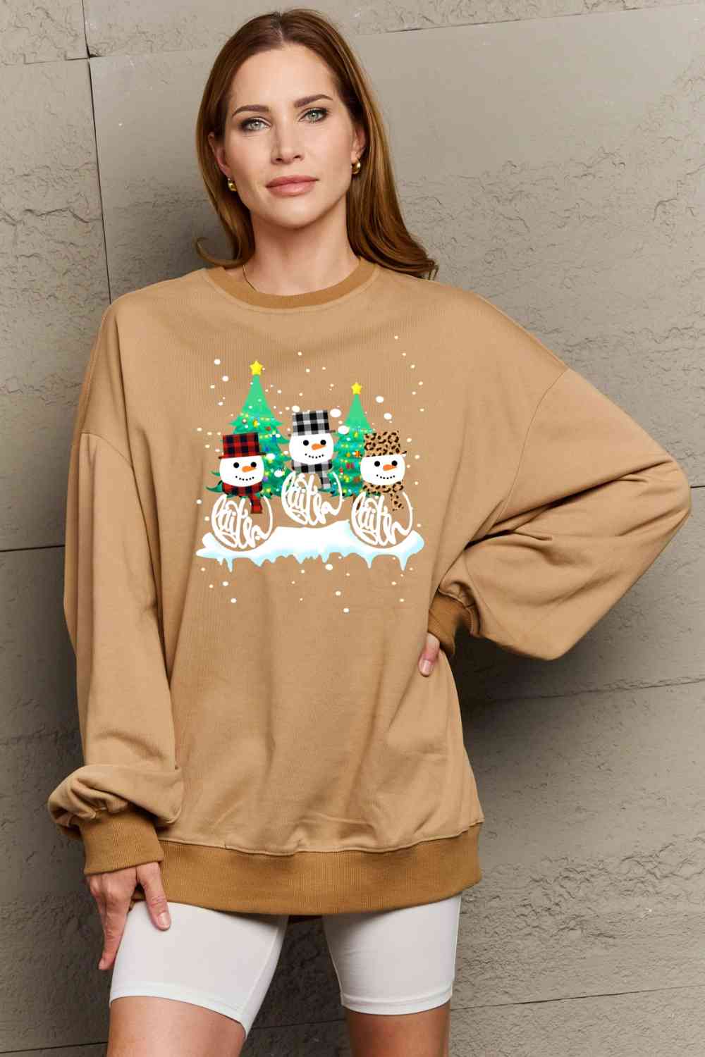 Full Size Graphic Round Neck Sweatshirt