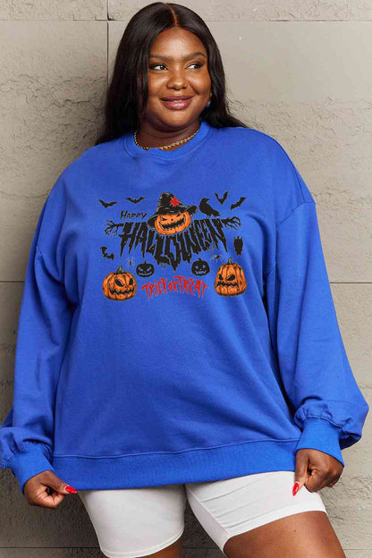 Full Size HAPPY HALLOWEEN TRICK OR TREAT Graphic Sweatshirt