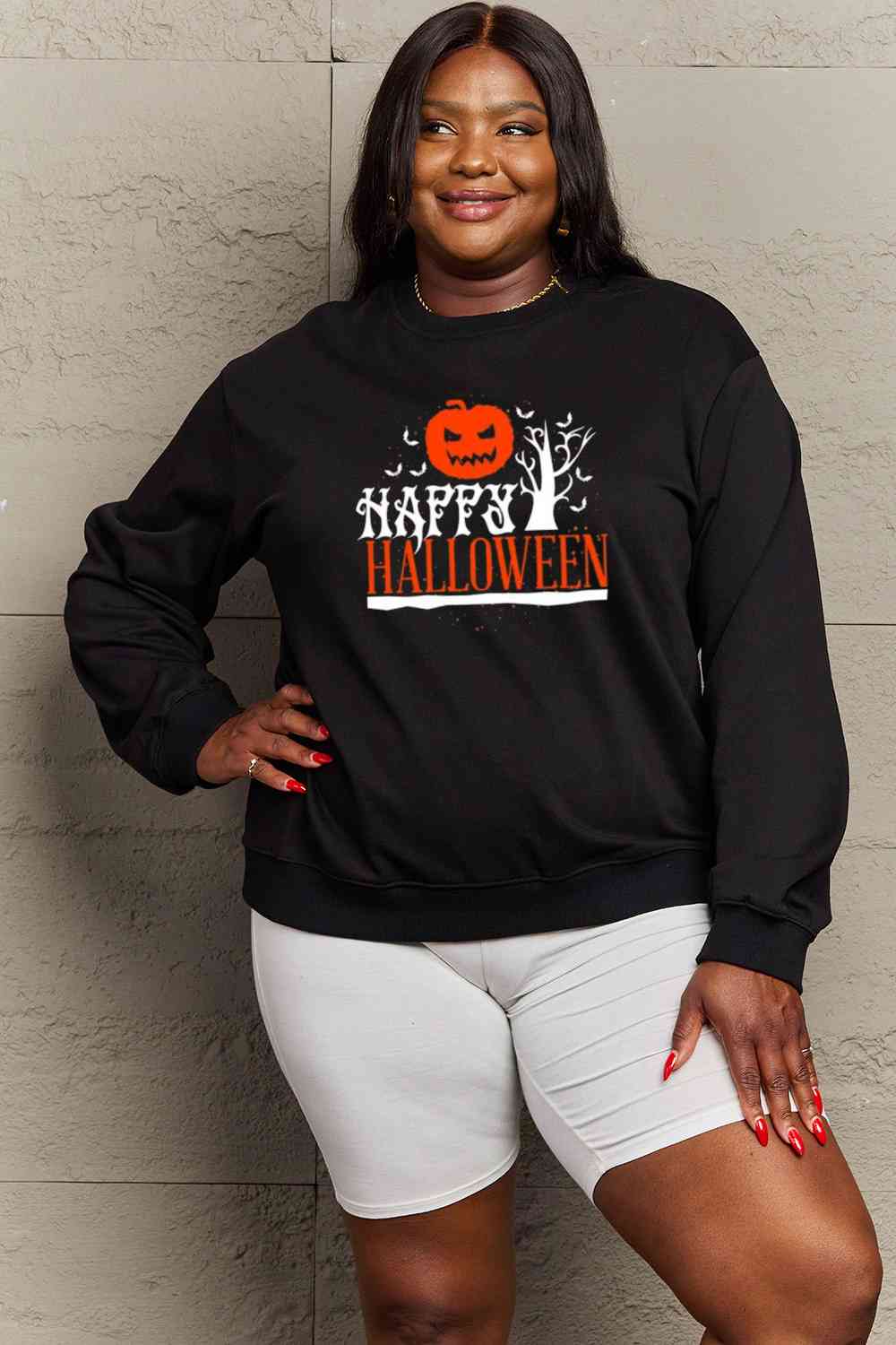 Full Size HAPPY HALLOWEEN Graphic Sweatshirt