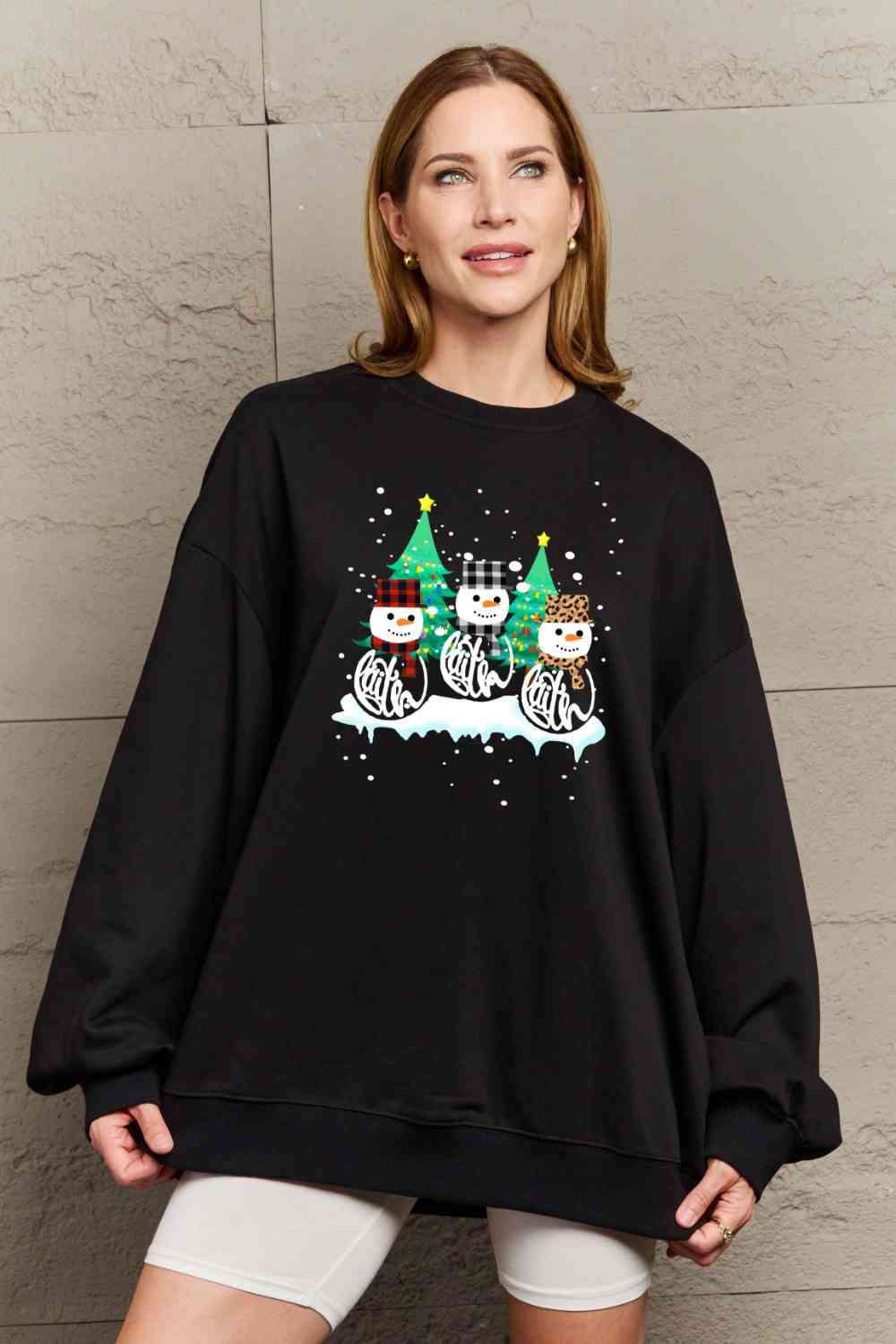 Full Size Graphic Round Neck Sweatshirt