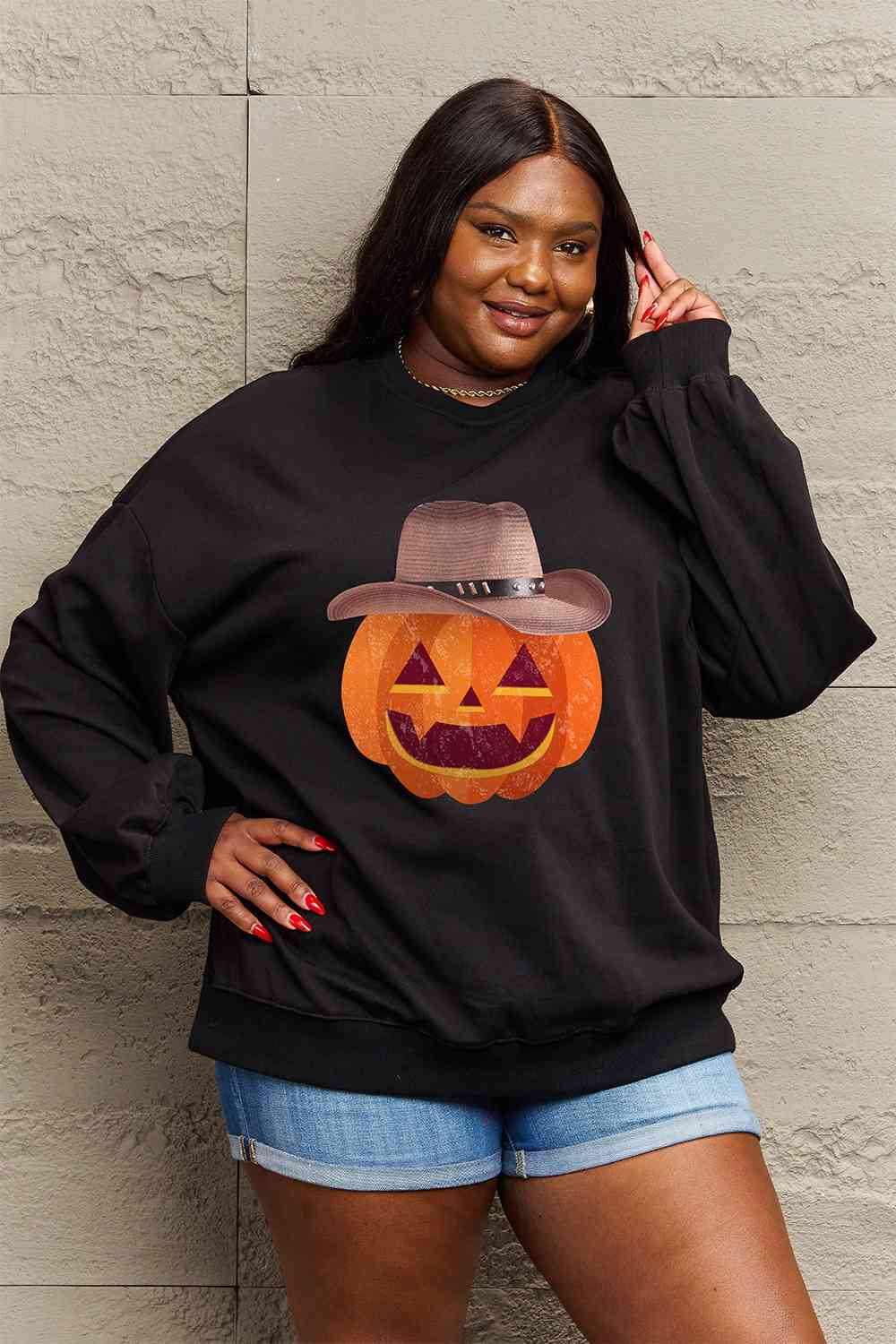 Full Size Graphic Dropped Shoulder Sweatshirt