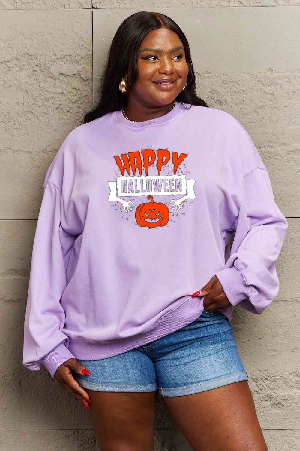 Full Size HAPPY HALLOWEEN Graphic Sweatshirt