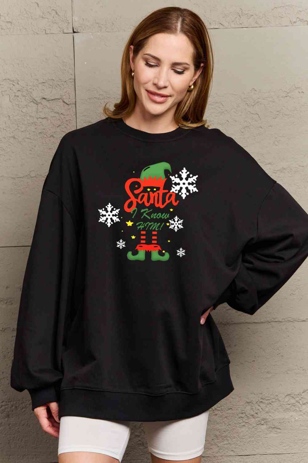 Full Size Graphic Round Neck Sweatshirt