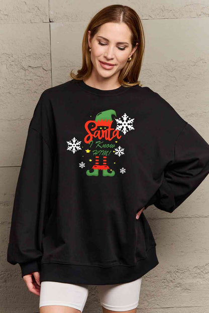 Full Size Graphic Round Neck Sweatshirt