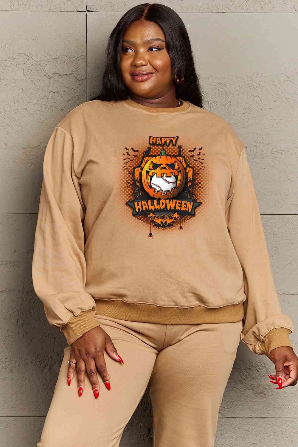 Full Size HAPPY HALLOWEEN Graphic Sweatshirt