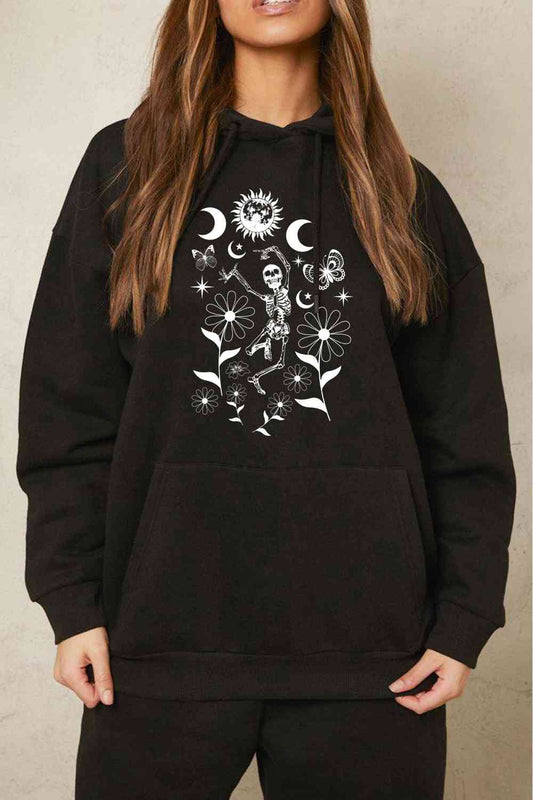 Full Size Dancing Skeleton Graphic Hoodie