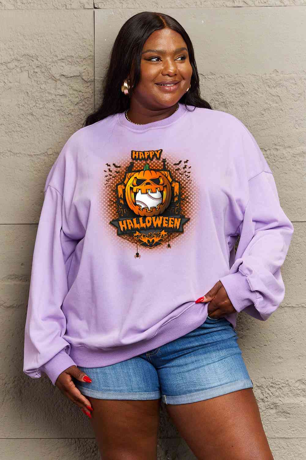 Full Size HAPPY HALLOWEEN Graphic Sweatshirt