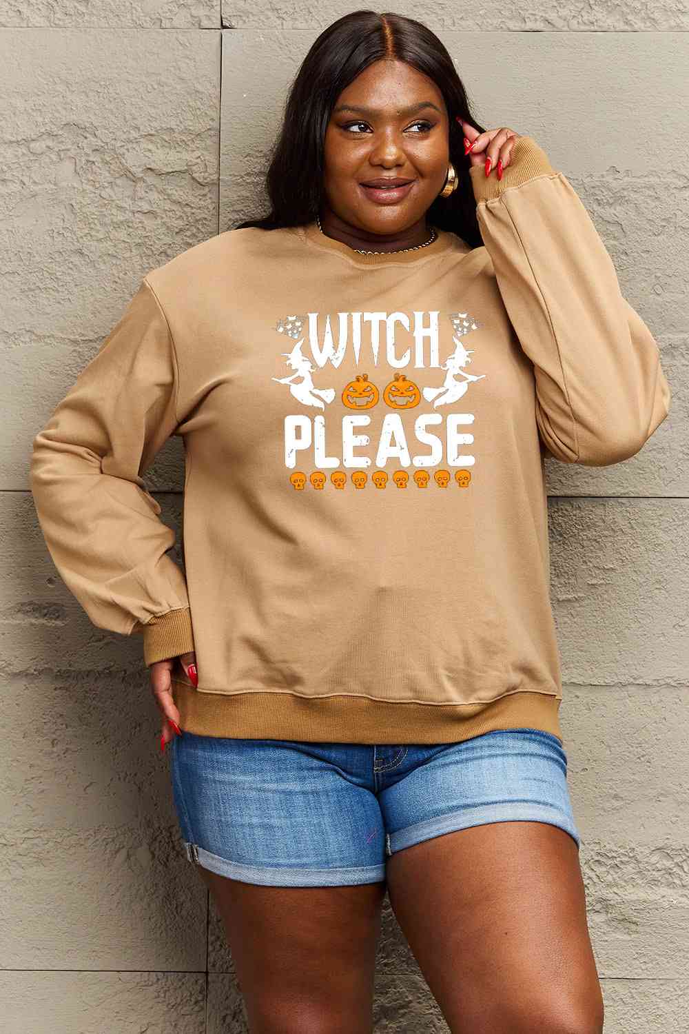 Full Size WITCH PLEASE Graphic Sweatshirt