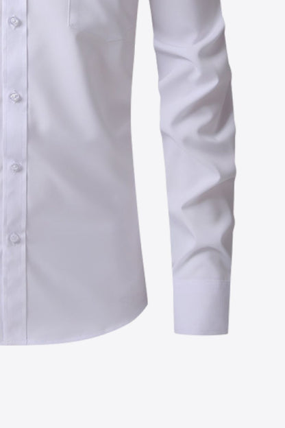 Button-Up Long Sleeve Pocket Collared Shirt