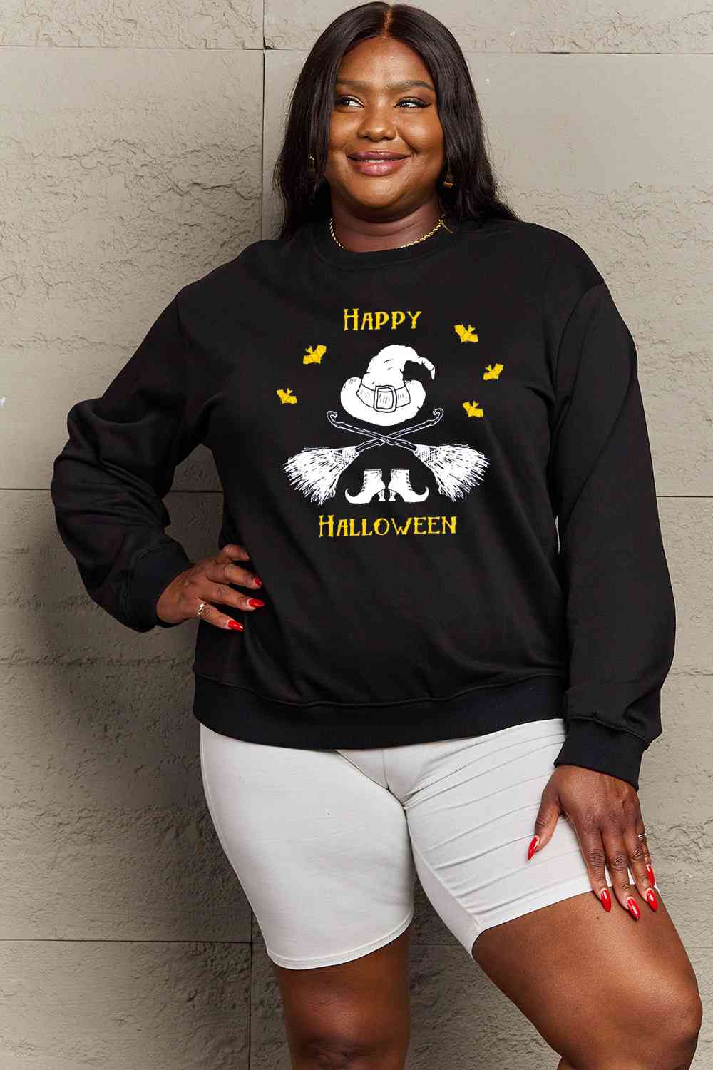 Full Size HAPPY HALLOWEEN Graphic Sweatshirt