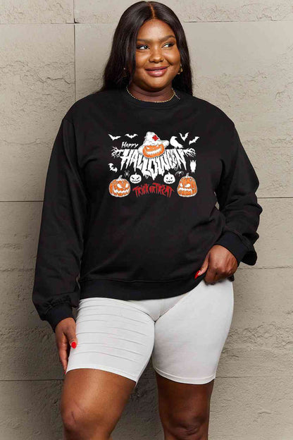 Full Size HAPPY HALLOWEEN TRICK OR TREAT Graphic Sweatshirt