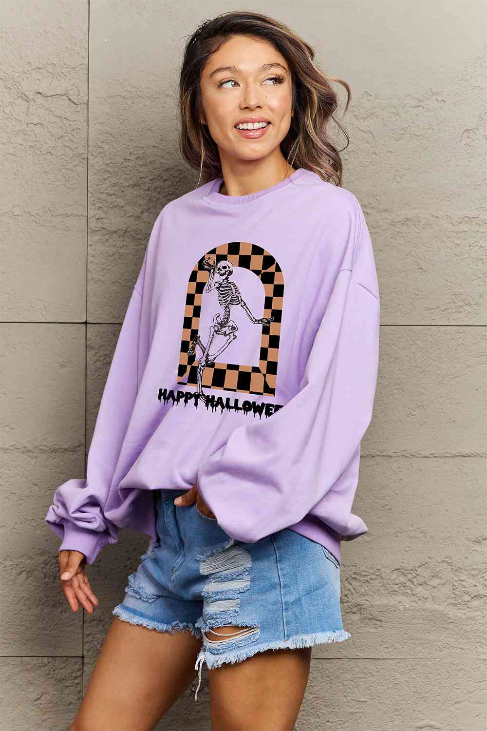 Full Size HAPPY HALLOWEEN Graphic Sweatshirt