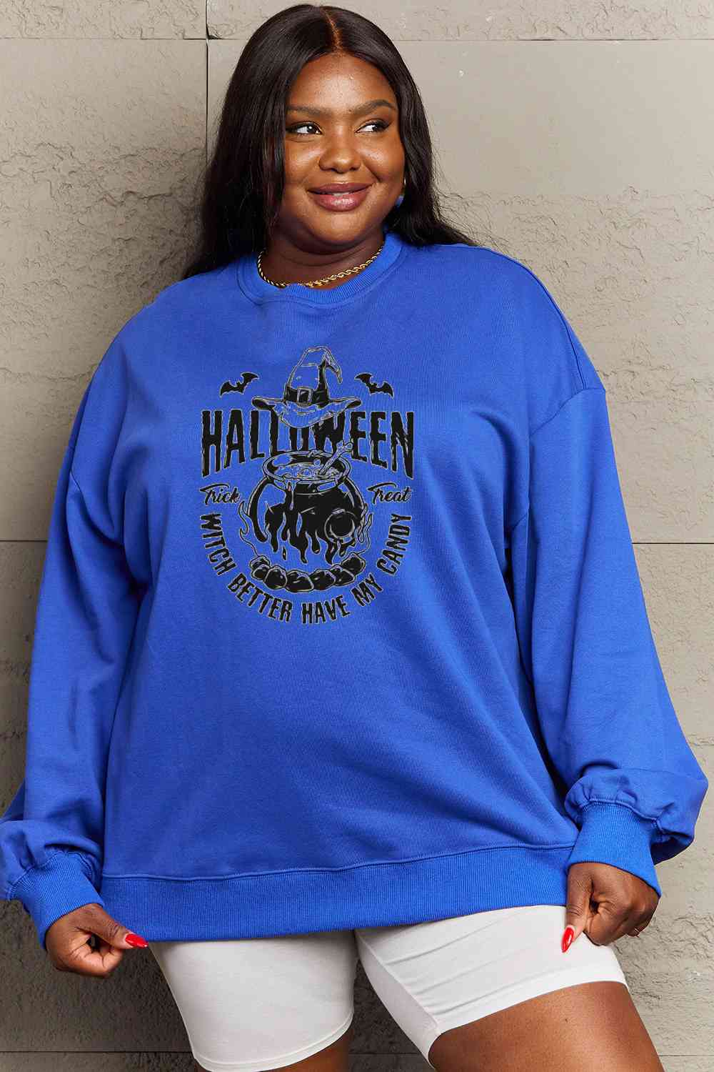 Full Size Graphic Round Neck Sweatshirt