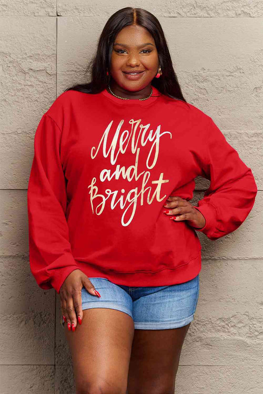 Full Size MERRY AND BRIGHT Graphic Sweatshirt