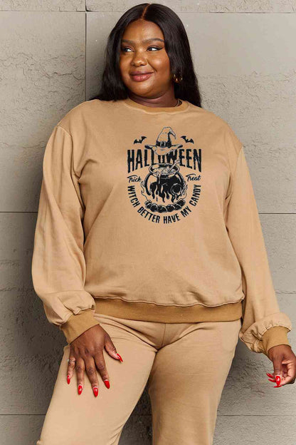 Full Size Graphic Round Neck Sweatshirt