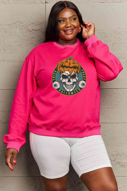 Full Size Skull Graphic Sweatshirt